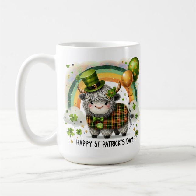Glückliche Highland-Kuh - St. Patrick's Day Kaffeetasse (Links)