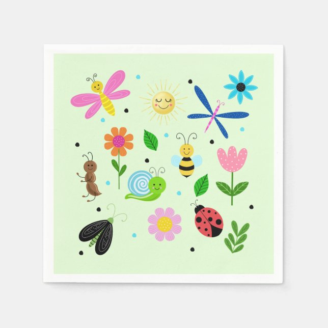 Glückliche Hinterhofkreaturen Serviette (Vorderseite)