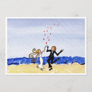 "Glückliche Hochzeit" auf der Strand-Leergrußkarte Karte