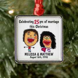 Glückliche Hochzeits-Weihnachts-Cartoon Ornament Aus Metall