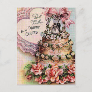 Glückliche Hochzeitstorte Postkarte