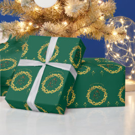 Glückliche Hochzeitszeremonie grün Geschenkpapier