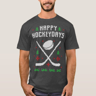 Glückliche Hockey-Tage Lustiger hässlicher Weihnac T-Shirt