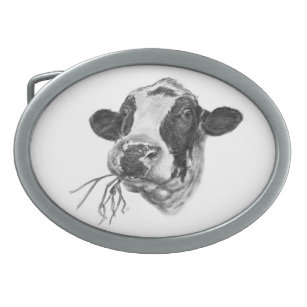 Glückliche Holsteiner-Milchkuh Ovale Gürtelschnalle