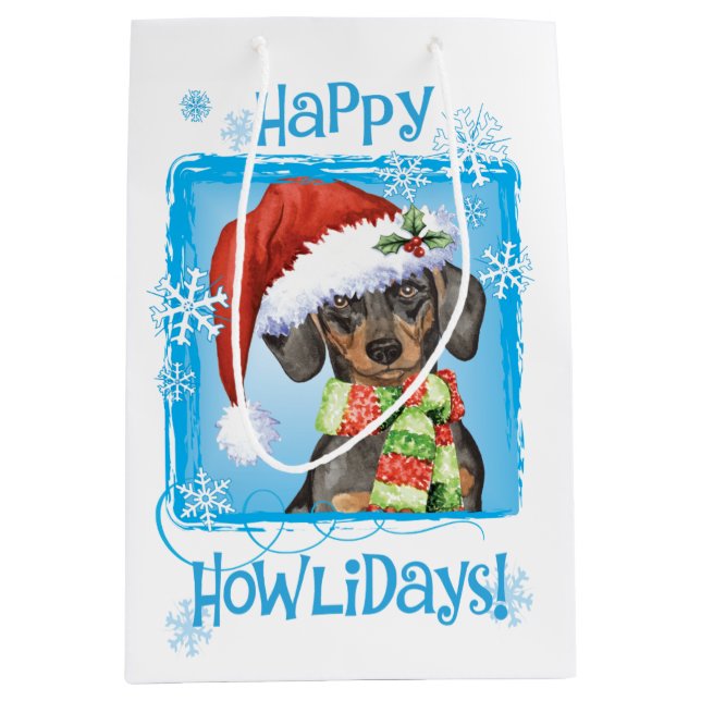 Glückliche Howlidays Dackel Mittlere Geschenktüte (Vorderseite)