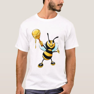 Glückliche Hummel-Biene mit einer Schaufel des T-Shirt