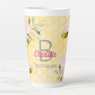 Glückliche Hummeln gelbe Wabe rosa Bossbabe Milchtasse