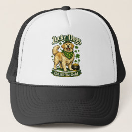 Glückliche Hunde bekommen alles Gold St. Patricks Truckerkappe