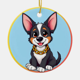 Glückliche Hunde-Cartoon-Illustration Keramik Ornament