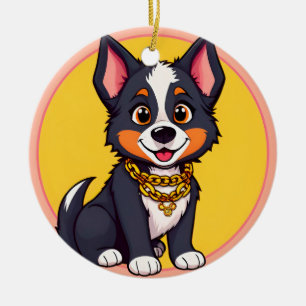 Glückliche Hunde-Cartoon-Illustration Keramik Ornament