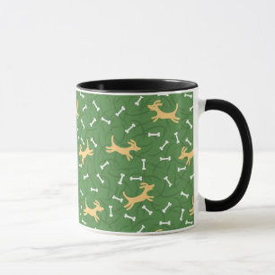 glückliche Hunde mit Knochenhintergrund Tasse