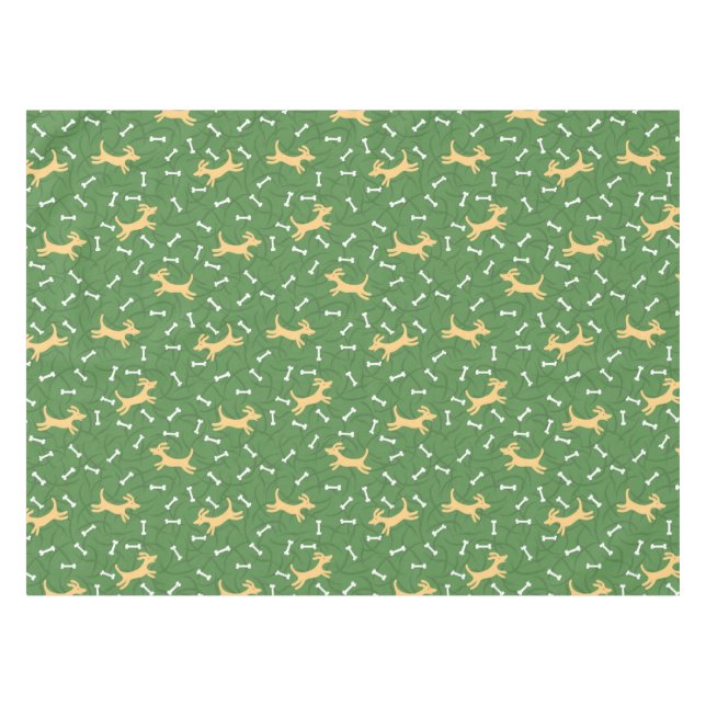 glückliche Hunde mit Knochenhintergrund Tischdecke (Vorderseite (Horizontal))