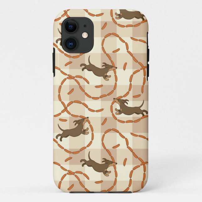 glückliche Hunde mit Wursthintergrund Case-Mate iPhone Hülle (Rückseite)