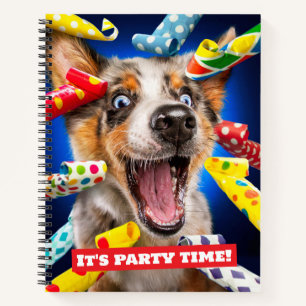Glückliche Hunde-Party-Tröten Notizbuch