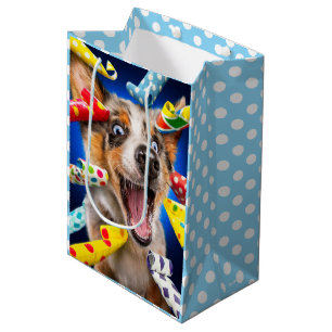 Glückliche Hunde-Party-Tut-Bläser Mittlere Geschenktüte
