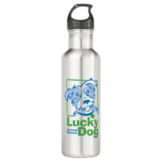 Glückliche HundeEdelstahl-Wasser-Flasche (24 Unze) Edelstahlflasche