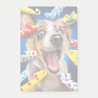 Glückliche Hundeparty-Tröten Post-it Klebezettel