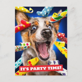 Glückliche Hundeparty-Tutgeräusche Einladungspostkarte
