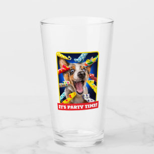 Glückliche Hundeparty-Tutgeräusche Glas