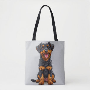 Glückliche Illustration eines Schwarzbraunen Hunde Tasche