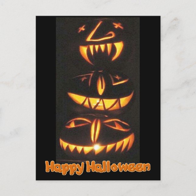 Glückliche Jack o'Lantern Gesichter Postkarte (Vorderseite)
