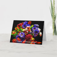 Glückliche Jahrestags-Blumenstrauß-Karte (freier