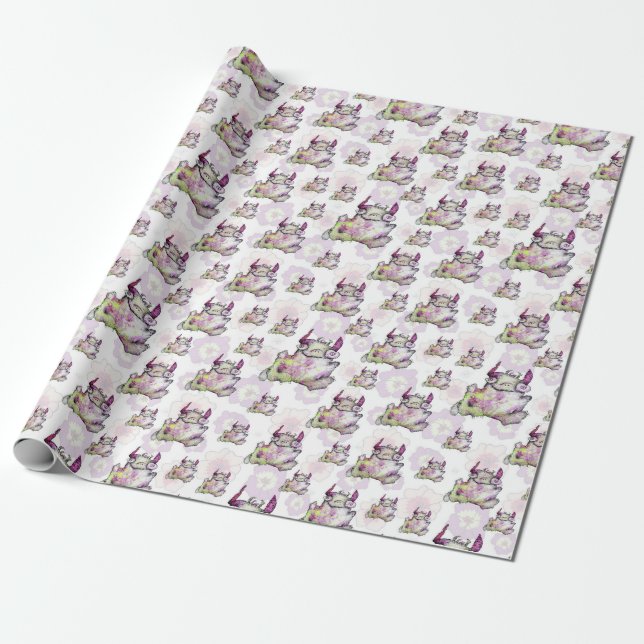 Glückliche Joggen-Monster-Kreatur Geschenkpapier (Ungerollt)