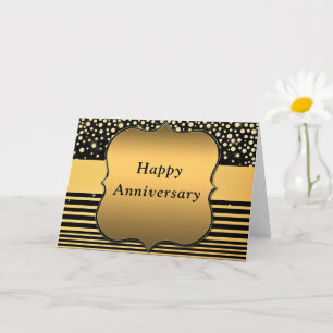 Glückliche Jubiläumskarte mit Black and Gold Glitz Karte