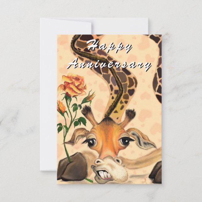 Glückliche Jubiläumskarte Romantische Giraffe mit  Karte (Vorderseite)