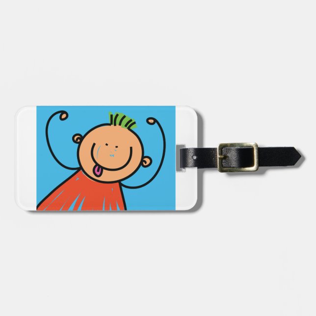 Glückliche Jungen-Gepäckanhänger Gepäckanhänger (Vorderseite horizontal)