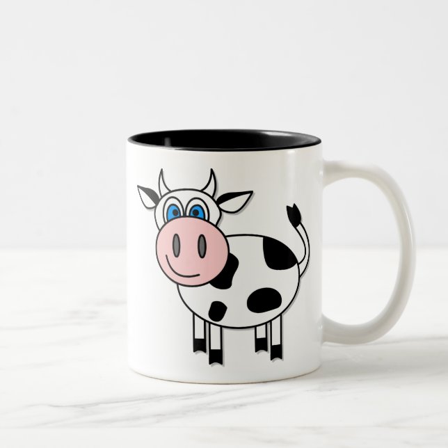 Glückliche Jungen-Kuh-Kaffee-Tasse Zweifarbige Tasse (Rechts)