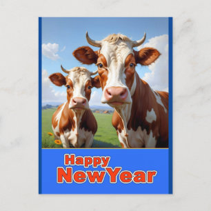 glückliche Jungkühe Postkarte