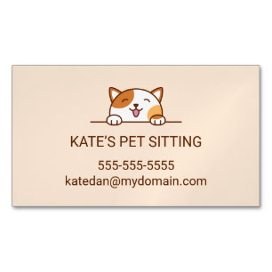 Glückliche Kaliko-Katze, die Haustier-sitzenden Magnetische Visitenkarte