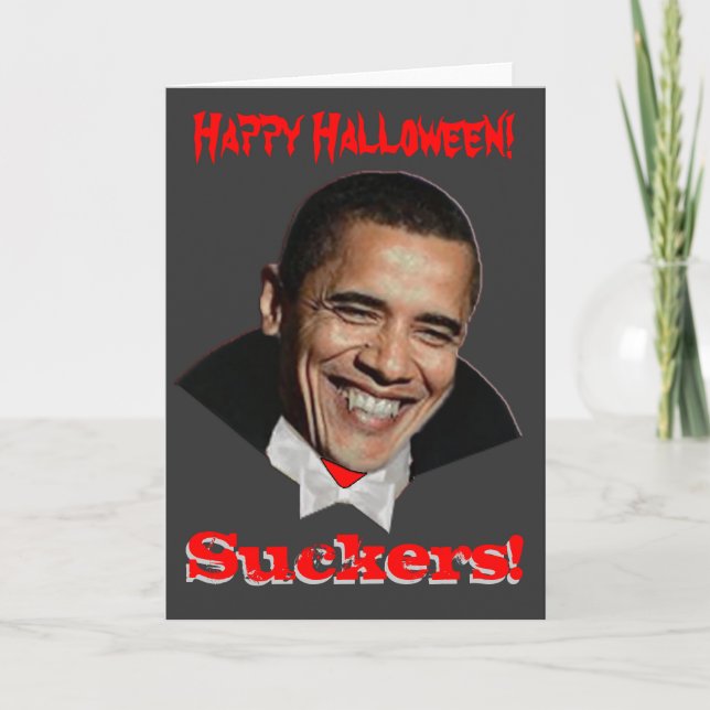 Glückliche Karte Halloween-SaugerObama Halloween (Vorderseite)