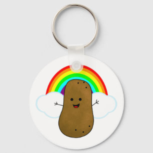 Glückliche Kartoffel und ein Regenbogen Schlüsselanhänger