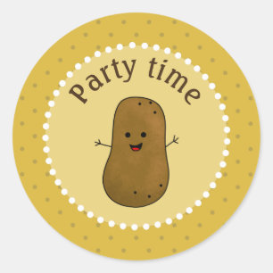 Glückliche Kartoffelparty Zeit Runder Aufkleber