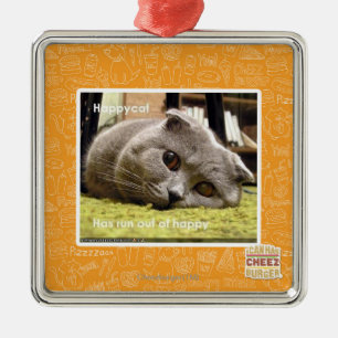 Glückliche Katze, aus glücklichem heraus Silbernes Ornament
