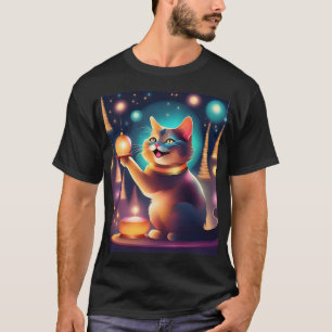 Glückliche Katze feiert Geburtstag, werfen Kissen T-Shirt