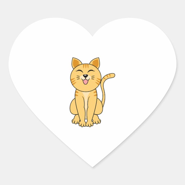 glückliche Katze lacht Herz-Aufkleber (Vorderseite)