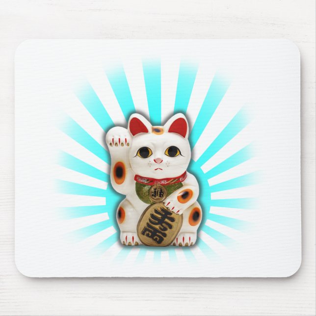 Glückliche Katze (Maneki-neko) Mousepad (Vorne)