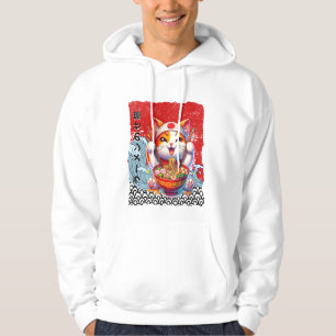 Glückliche Katze Nudelliebhaberin Hoodie