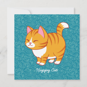 Glückliche Katze Personalisiert  Einladung