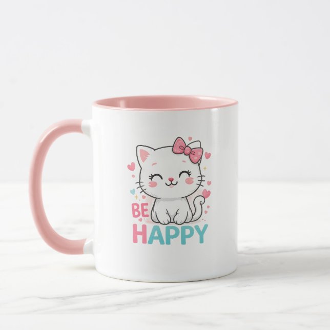Glückliche Katze Tasse (Links)