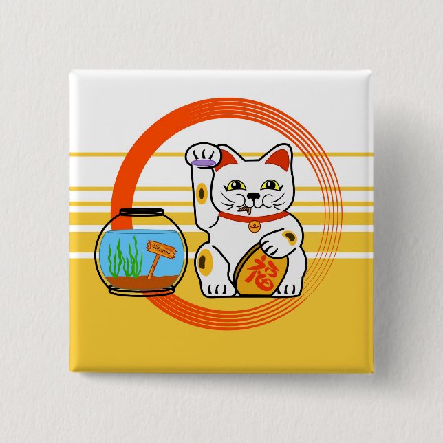 Glückliche Katze. Unglückliche Fische Button (Vorderseite)