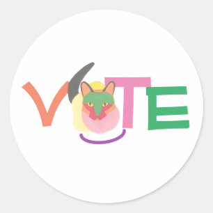 Glückliche Katze wählt GOTV  Runder Aufkleber