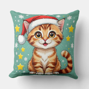 🎅 Glückliche Katze Weihnachtsszene 🐾 Kissen