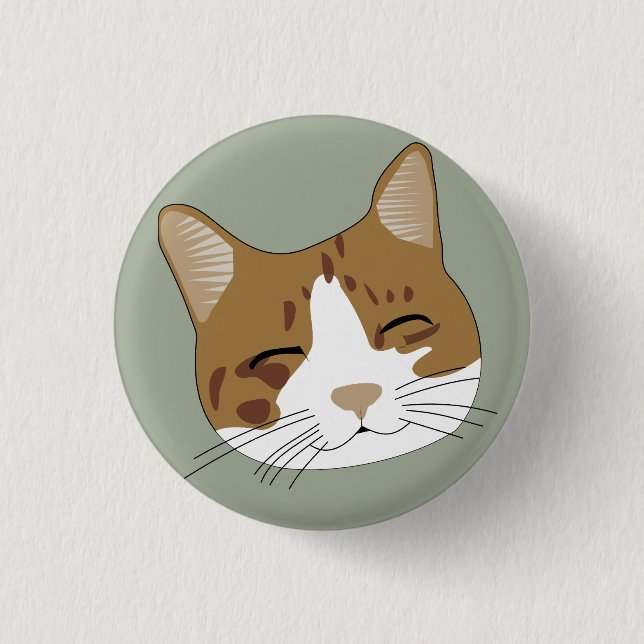 Glückliche Katze zeichnen Button (Vorderseite)