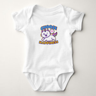 Glückliche Katze Zwinkernd Laufend Mit Glücksphras Baby Strampler