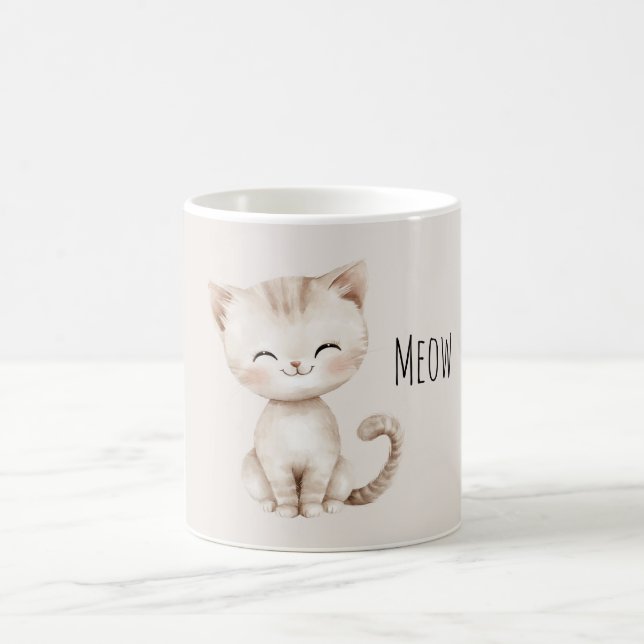 Glückliche Katzen Creme Kaffeetasse (Mittel)