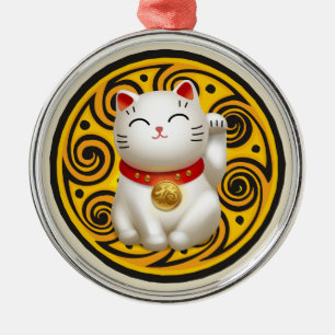 Glückliche Katzen-Grafik Ornament Aus Metall